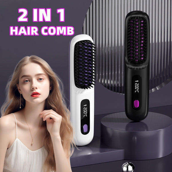 “2-in-1 Hair Straightener Comb